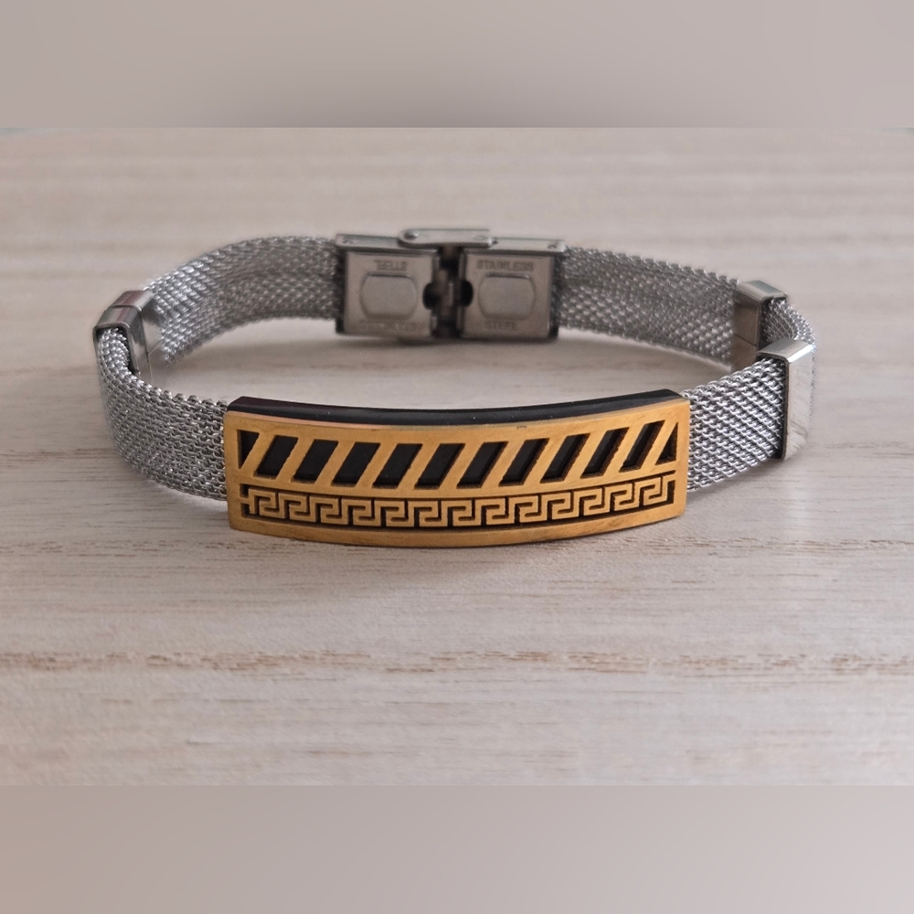 Men's Silver and Gold Bracelet